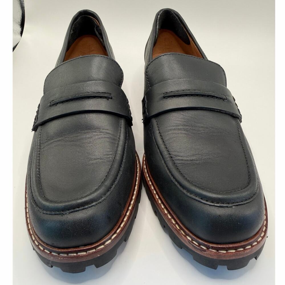 Madewell The Corinne Lugsole Loafers Black Leather Chunky Platform 8 Worn Once - Picture 4 of 9